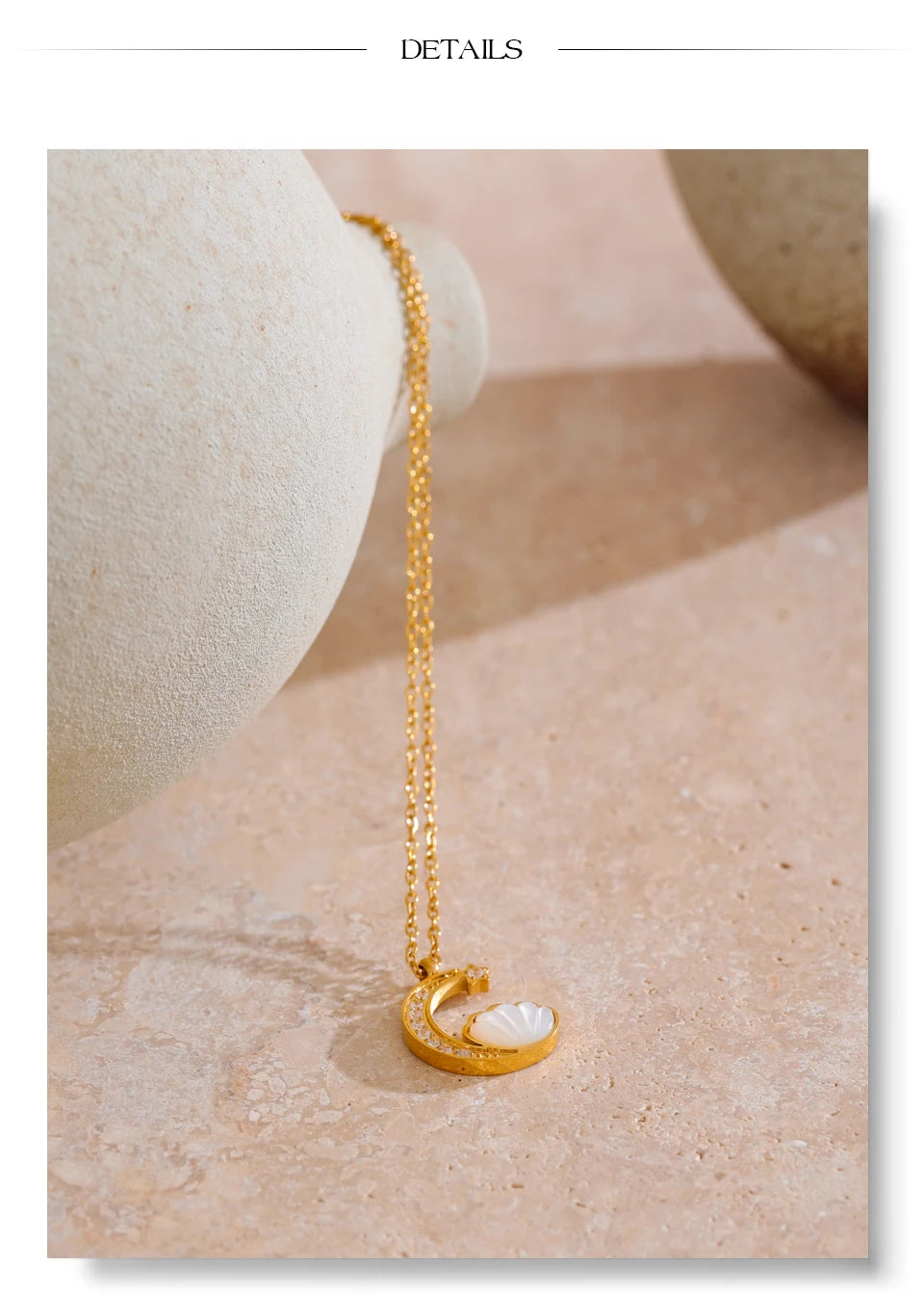 Natural Shell Moon Drop Necklace