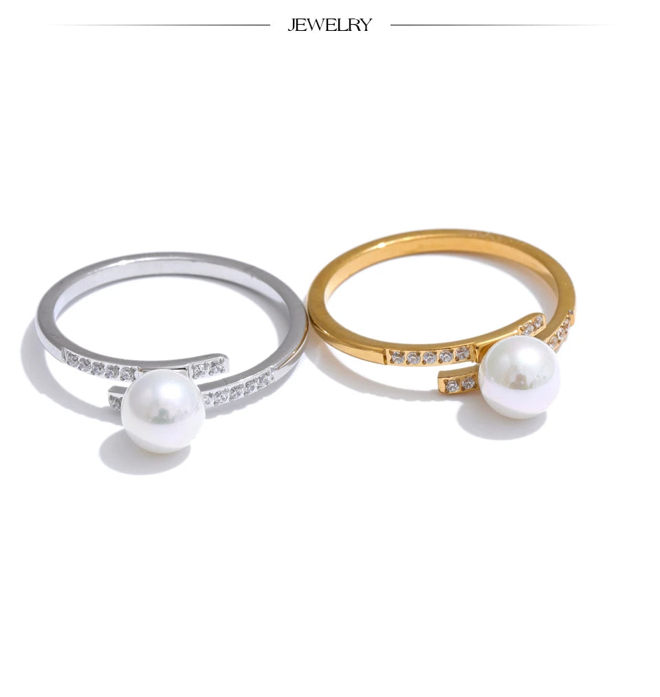 Pearls Chic Zirconia Thin Ring