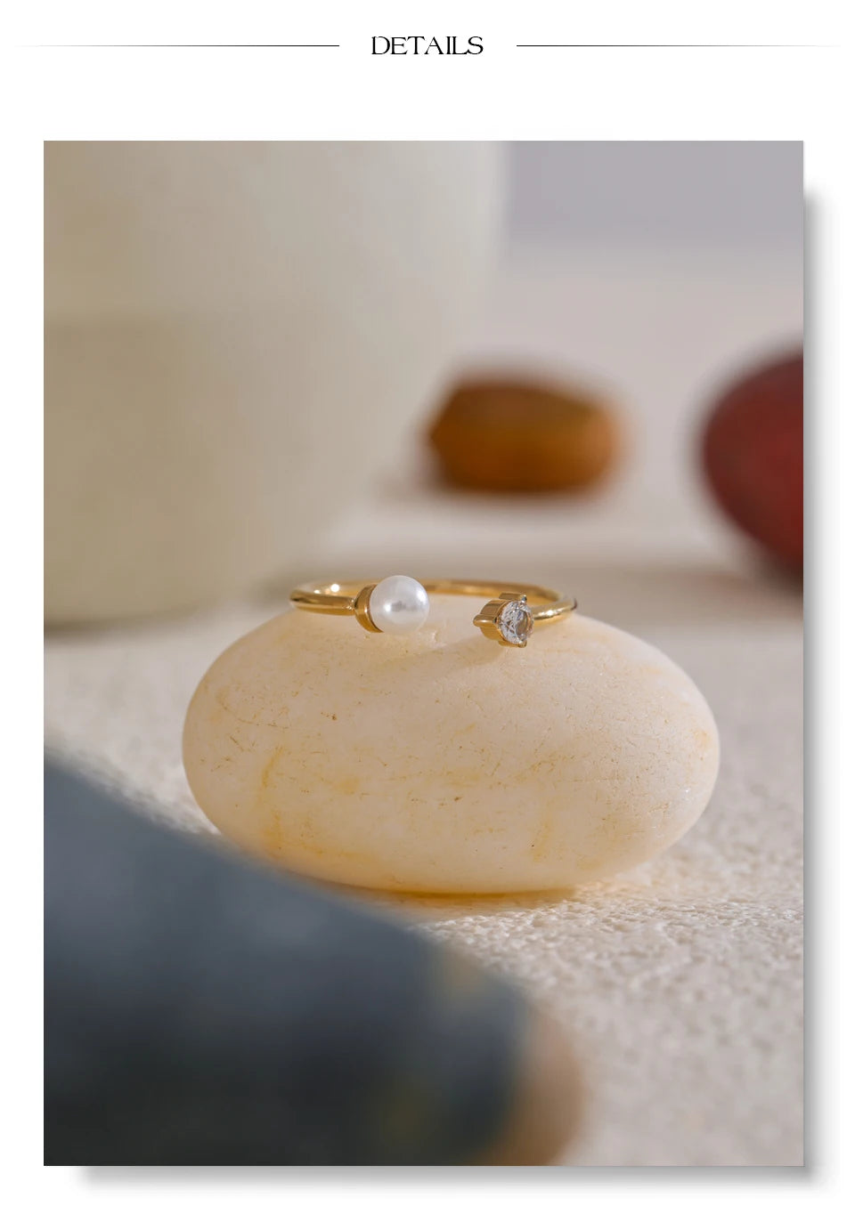 Imitation Pearls Zircon Chic Open Ring