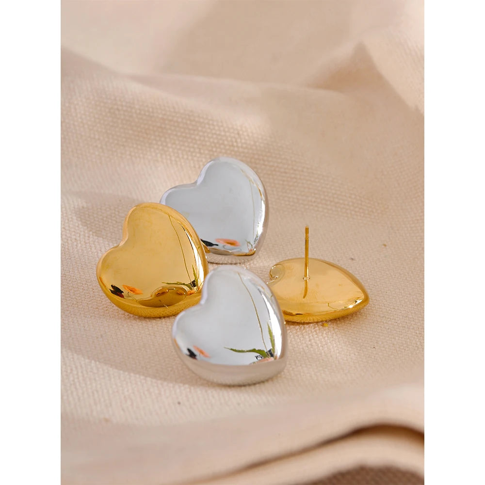 Big Heart Stud Earrings