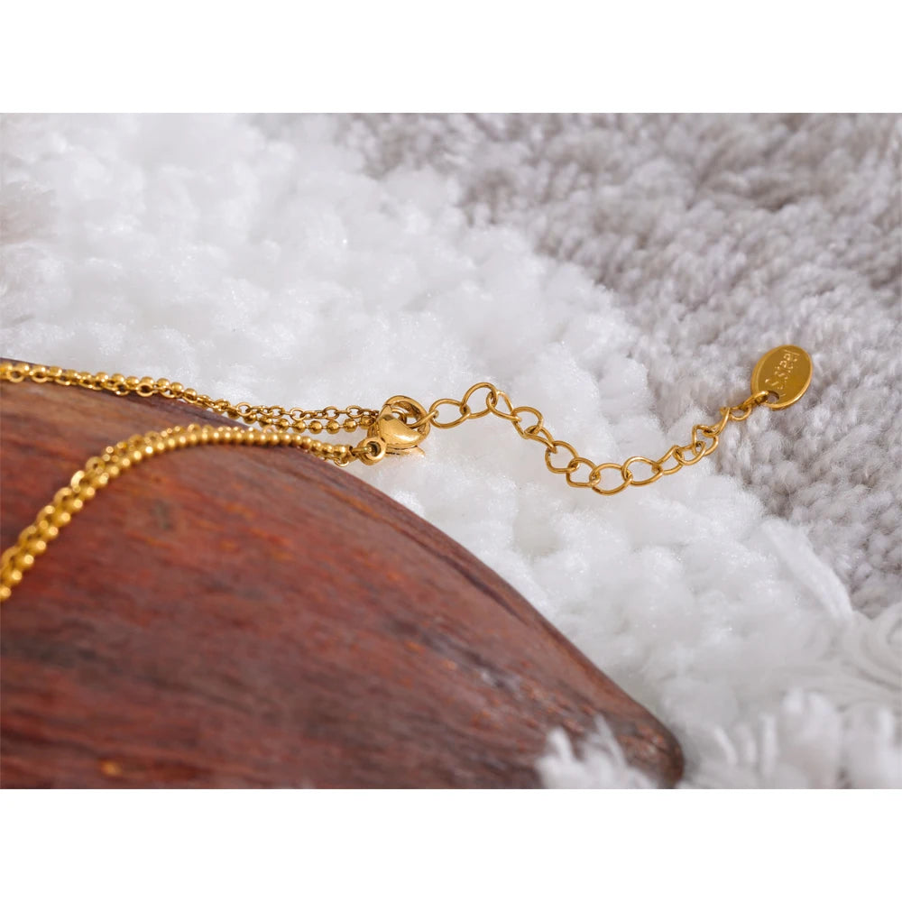 Layered Chain Overlay Natural Stone Necklace