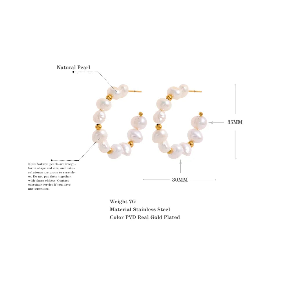 Elegant Natural Pearls Hoop Earrings