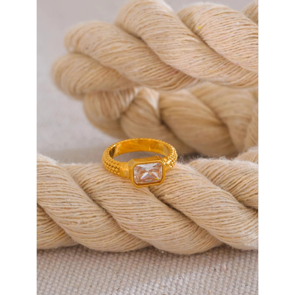 Shiny Cubic Zirconia Golden Ring