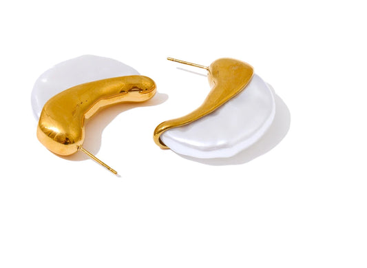 Half Moon Pearl Earrings