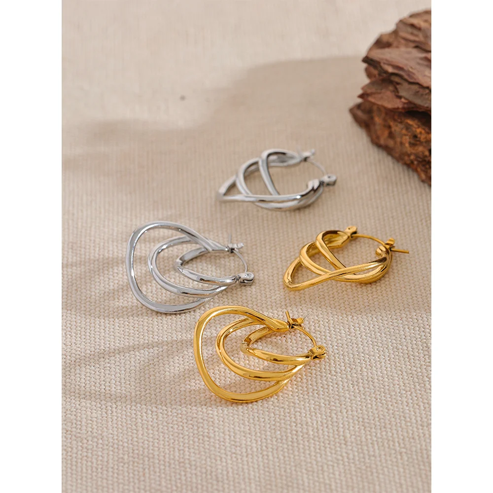 Layered Hollow Hoop Earrings