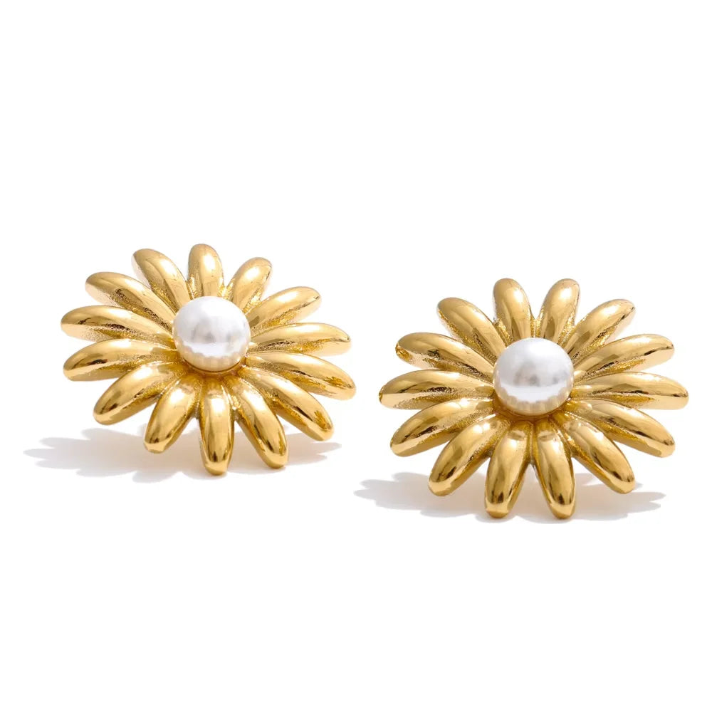 Pearl Sunflower Adjustable Ring