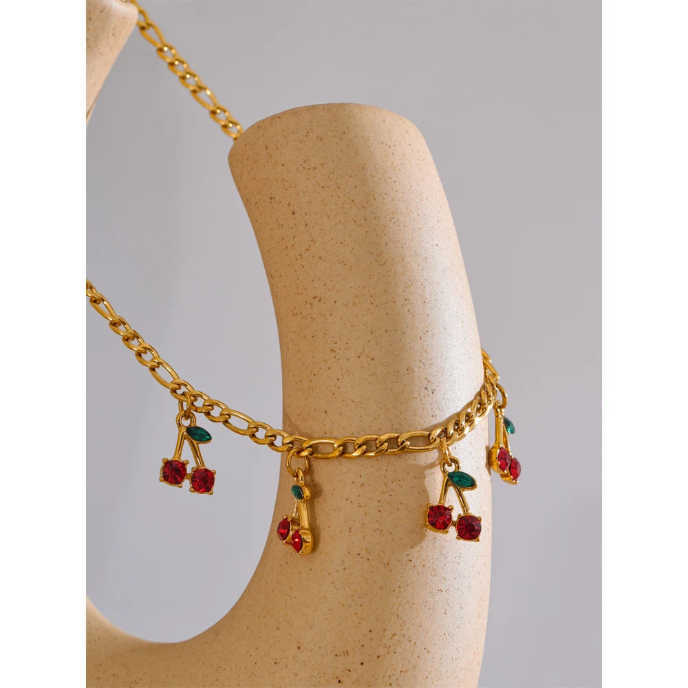 Cherry Charm Necklace and Bracelet