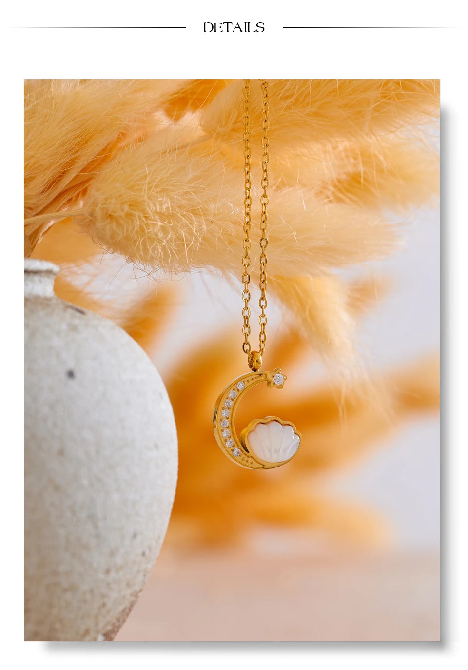 Natural Shell Moon Drop Necklace