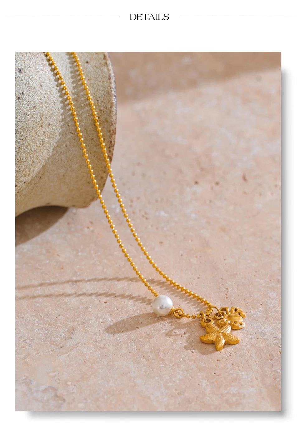 Ocean Pearl Starfish Crab Necklace