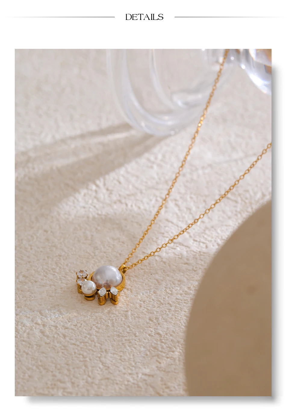 Simulated Pearls Round Zirconia Pendant Necklace