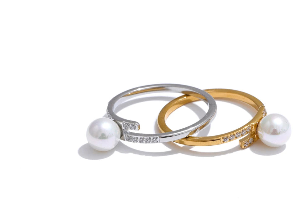 Pearls Chic Zirconia Thin Ring