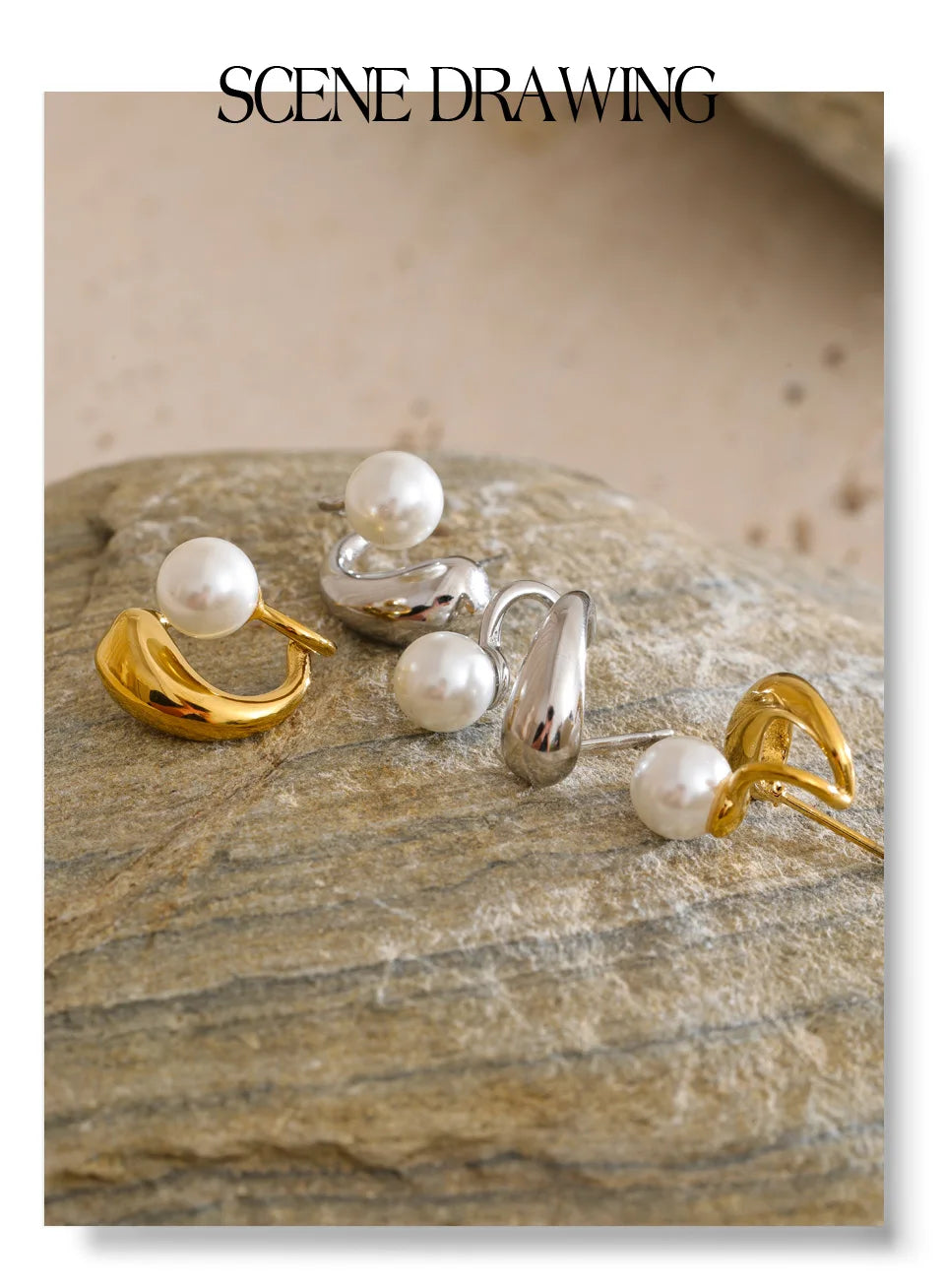 Everyday Pearl Geometry Earrings