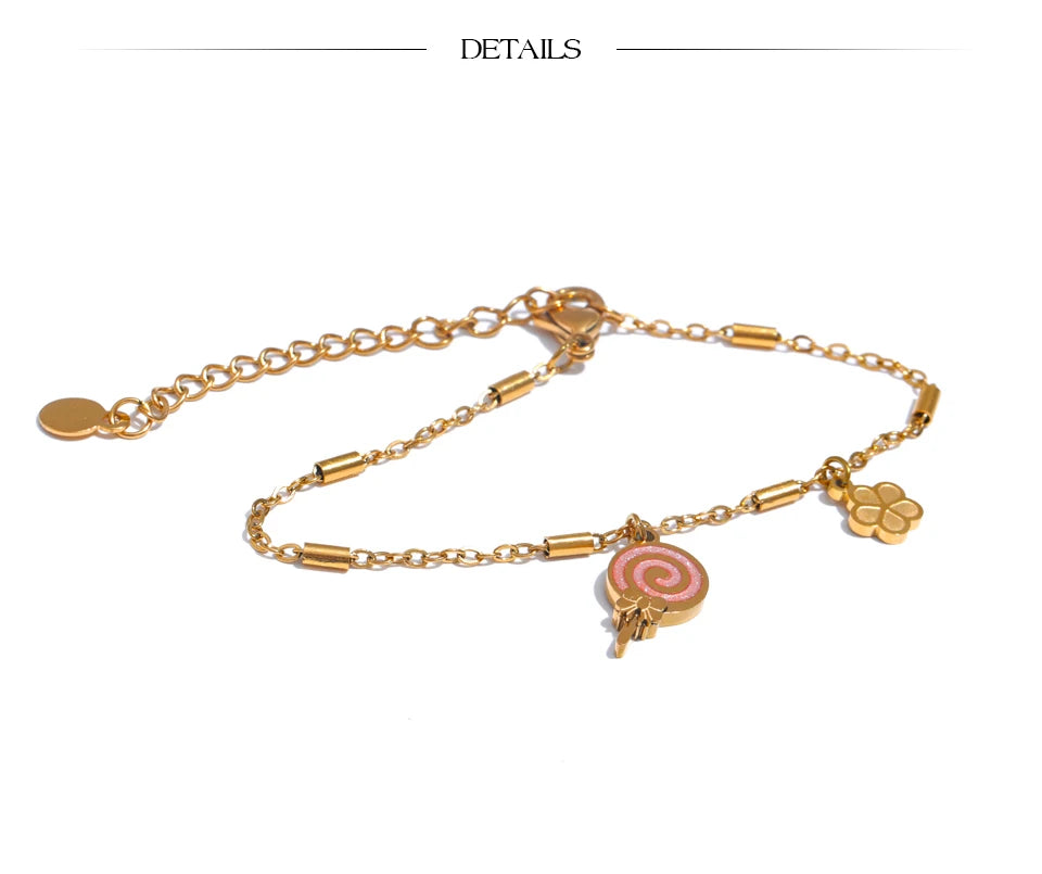 Lollipop Flower Drop Golden Bracelet