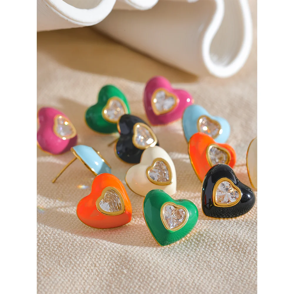 6Color Heart Colorful Stud Earrings