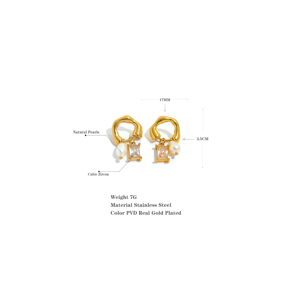 Cubic Zirconia Natural Pearl Drop Earrings