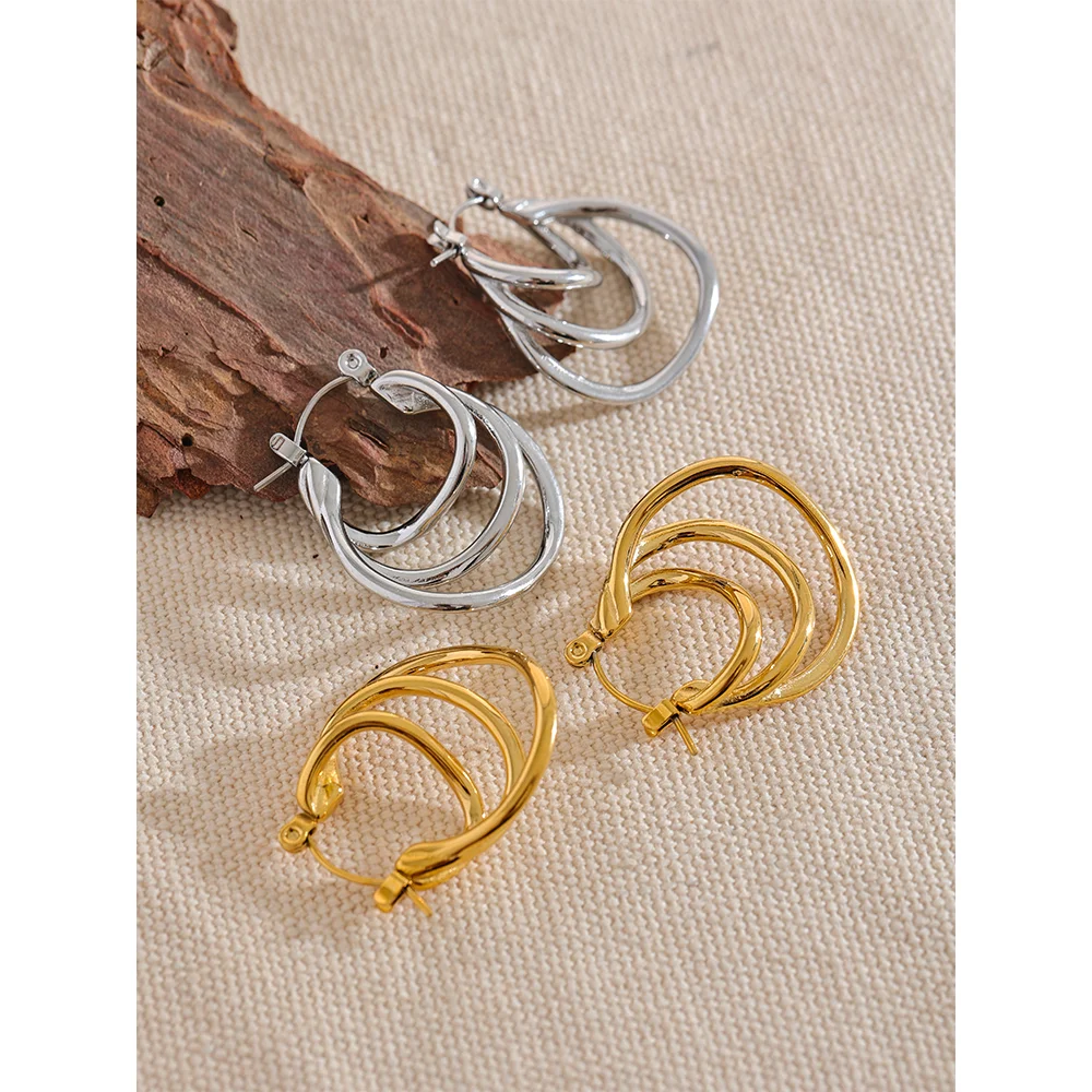 Layered Hollow Hoop Earrings