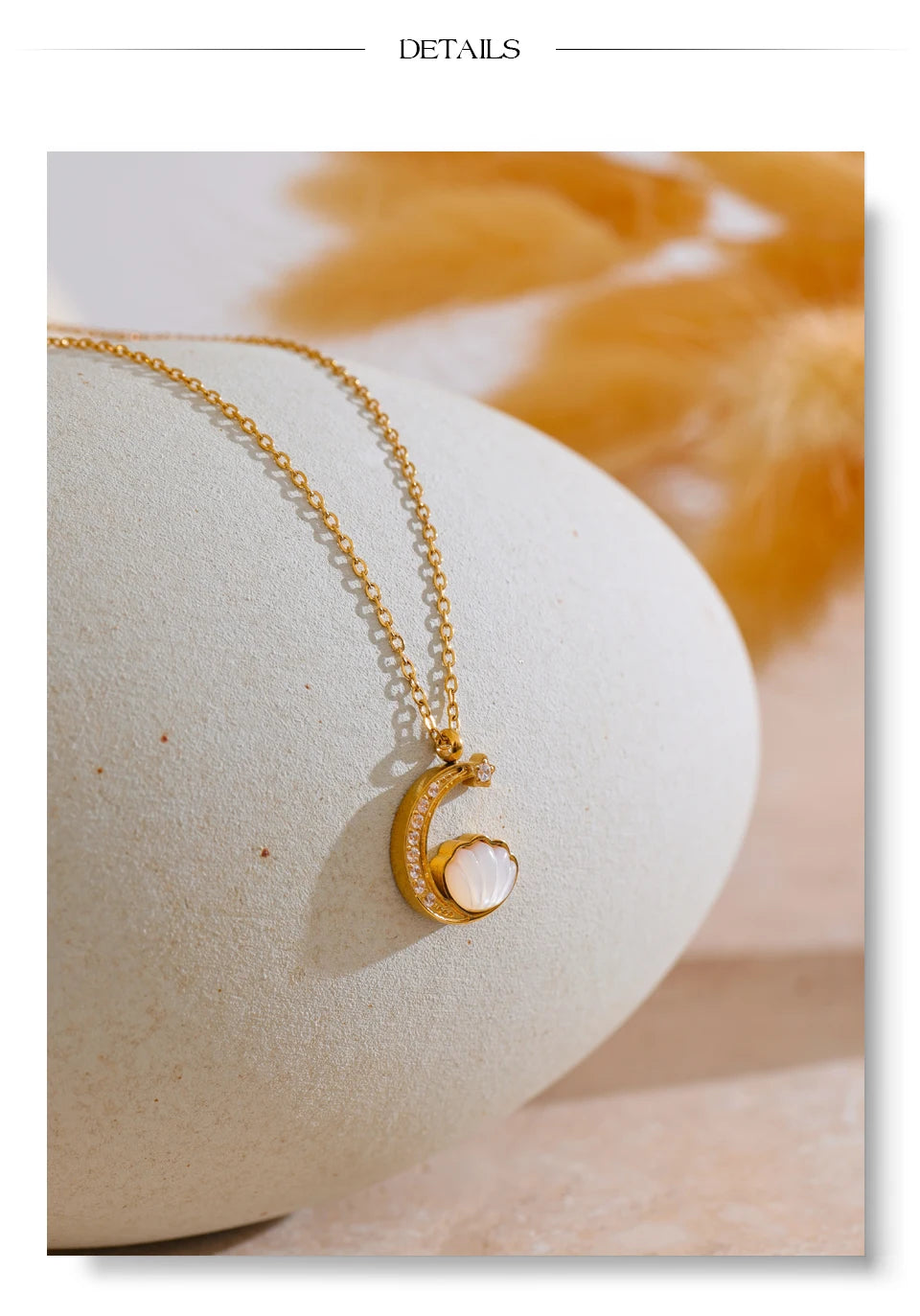 Natural Shell Moon Drop Necklace