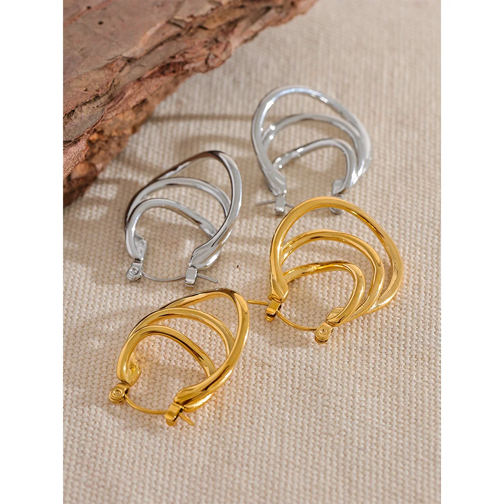 Layered Hollow Hoop Earrings