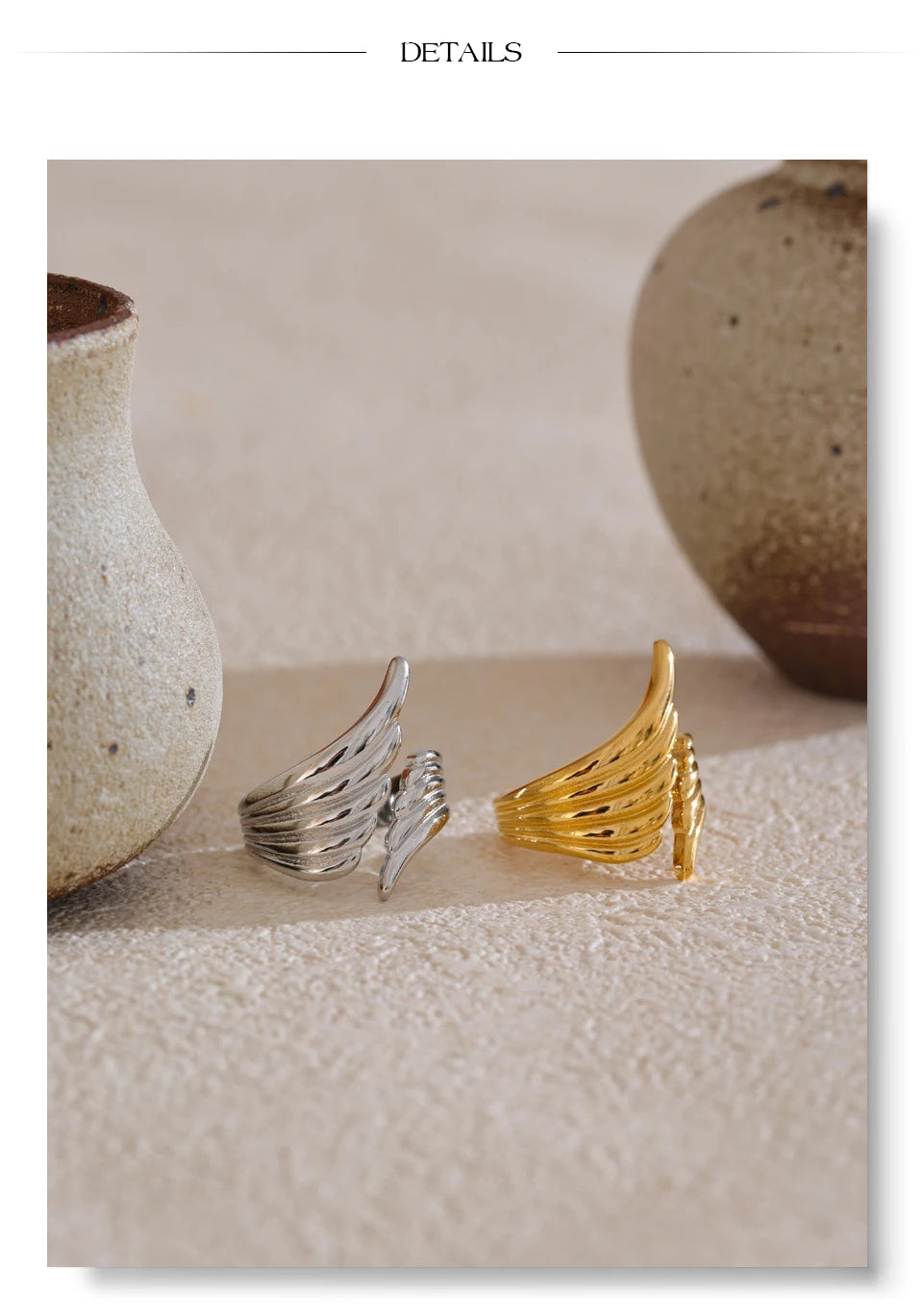 Striped Wing Adjustable Ring