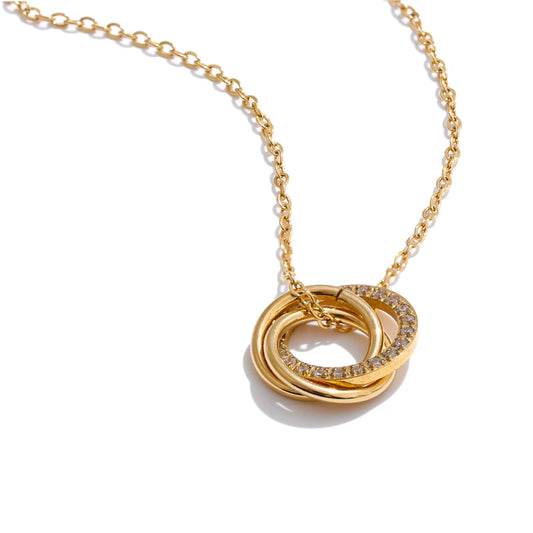 Inlaid Zircon Layered Round Hollow Necklace