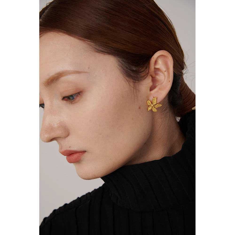 Golden Flower Stud Earrings